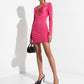 Black leather mules styled with a pink dress