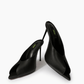 Black open-back leather mules front view