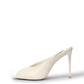 Ivory genuine leather peep-toe stiletto mule side view