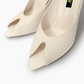 Close-up of ivory angular peep-toe leather mule