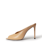 Nude beige genuine leather peep-toe stiletto mule side view