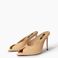 Pair of nude beige genuine leather stiletto mules