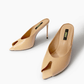 Nude open-back leather mules front view