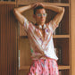 LINEN PANTS BBH SIGNATURE PRINT PINK