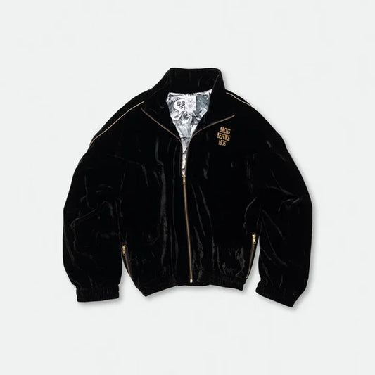 SILK VELVET TRACK JACKET BLACK