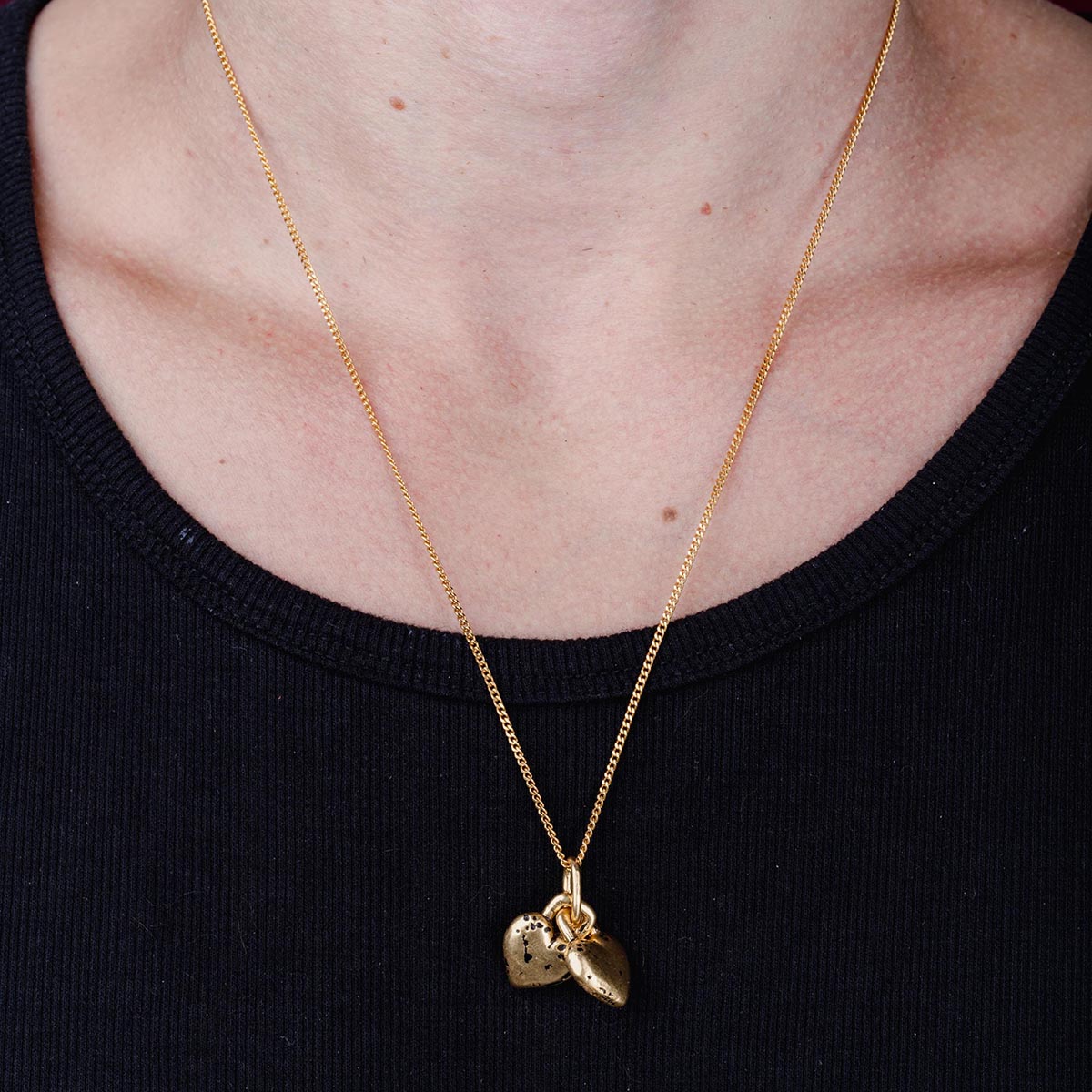 TWO HEART LOCK PENDANT IN GOLD