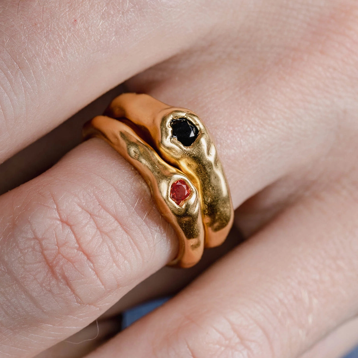 BALI DUO GEMSTONES RINGS IN GOLD