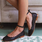 Fleur Scalloped Leather Ballet Flats In Black