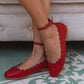 Fleur Scalloped Leather Ballet Flats In Red