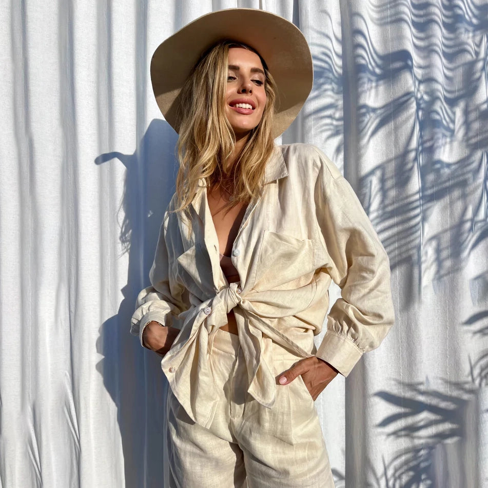 Oversized Linen Shirt in Cream