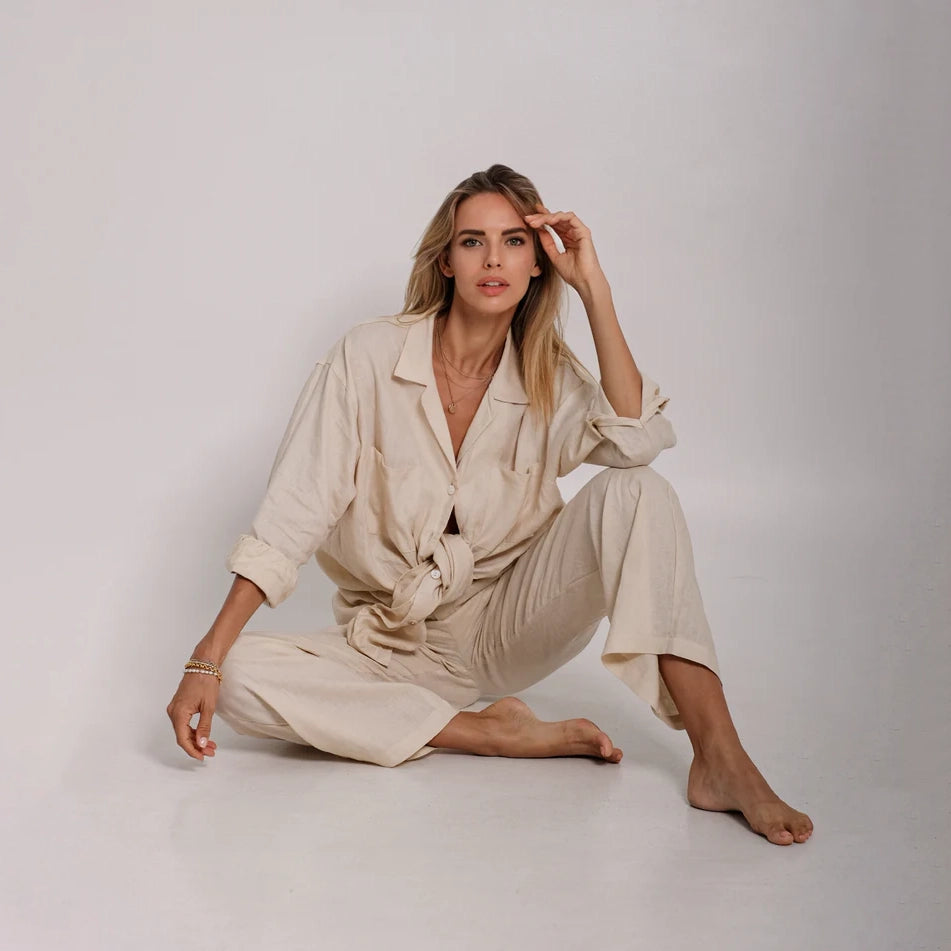 Oversized Linen Shirt in Cream