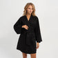 Linen Kimono Long Sleeve in Black