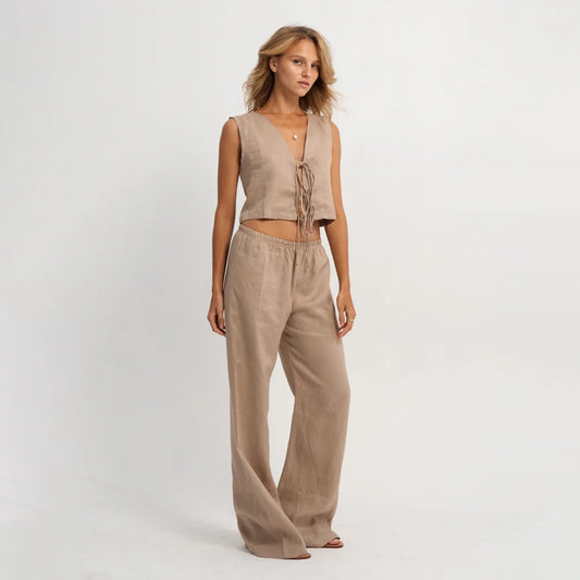 Linen Relaxed Pants in Earth