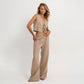 Linen Vest With Tie in Earth