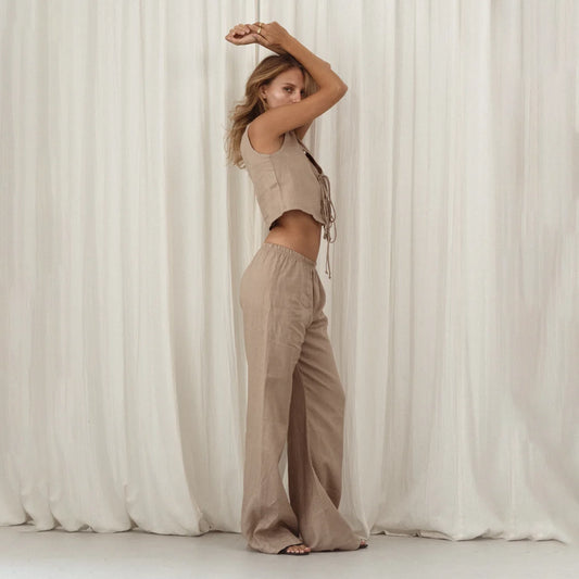 Linen Relaxed Pants in Earth
