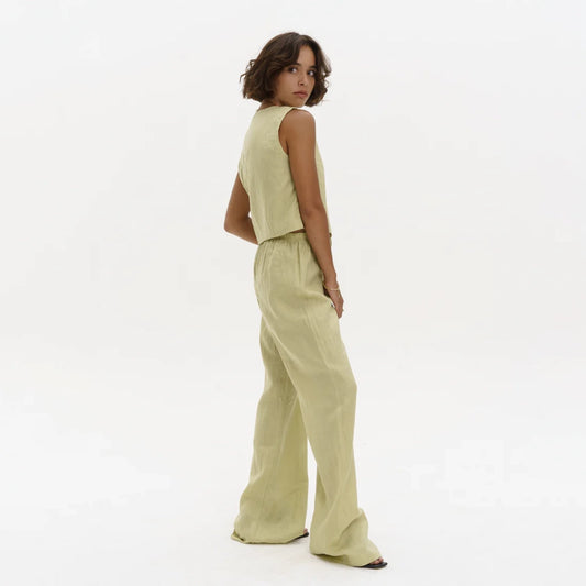 Linen Relaxed Pants in Pistachio