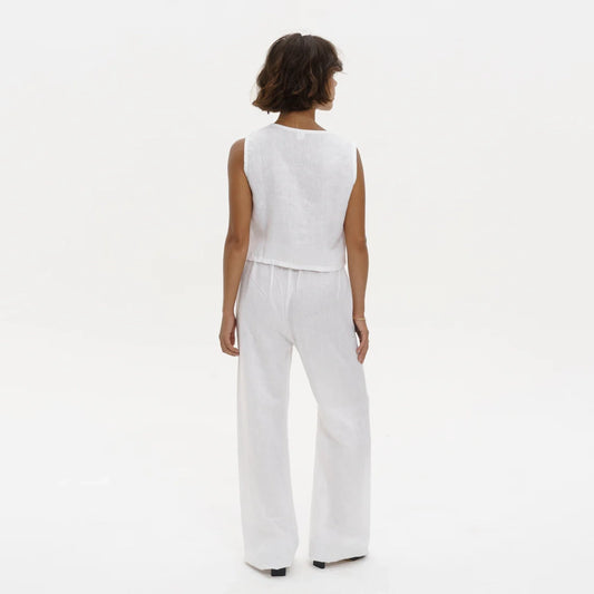 Linen Relaxed Pants in White