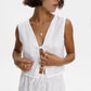 Linen Vest With Tie in White