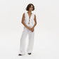 Linen Vest With Tie in White