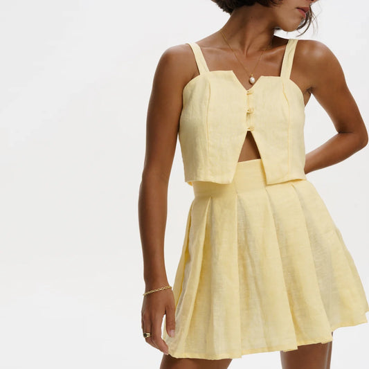 Court Linen Skirt in Yellow