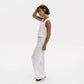 Linen Vest With Tie in White