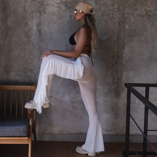 Transparent Mesh Pants White