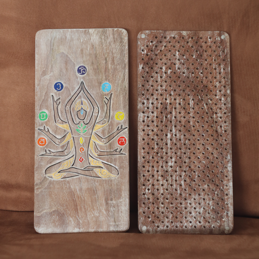 Sadhu board with a picture of a yogi with chakras
