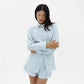 Tieback Linen Shirt in Iced Blue