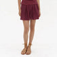 Pleated Linen Skirt in Berry