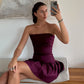 Pleated Linen Skirt in Berry