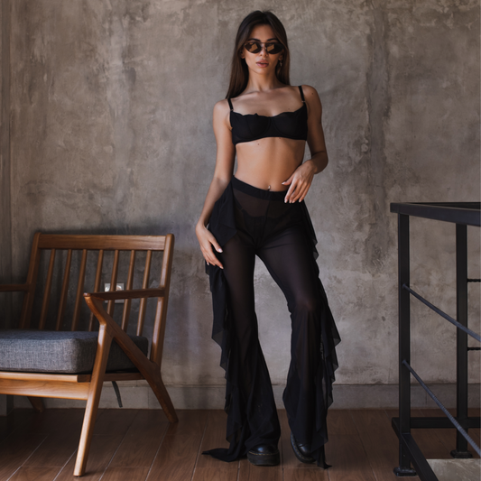 Transparent Mesh Pants Black