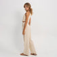 Linen Zipper Pants in Cream