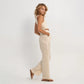 Linen Zipper Pants in Cream