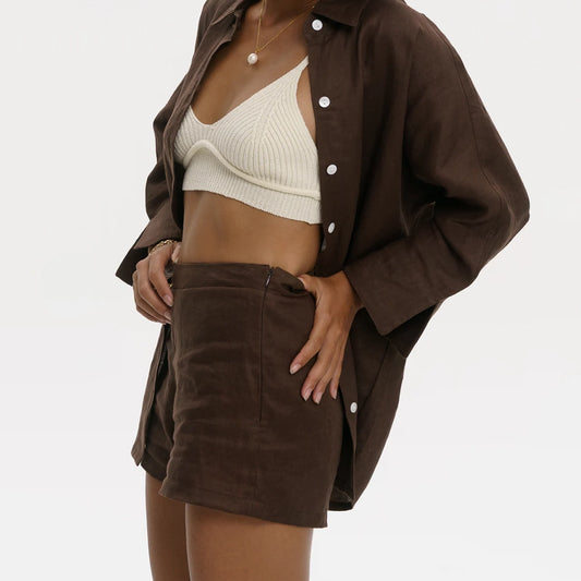 Blooming Linen Shirt in Brown