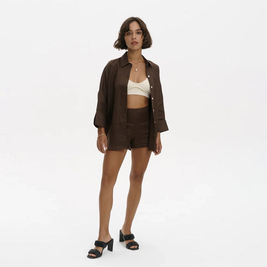 Blooming Linen Shirt in Brown