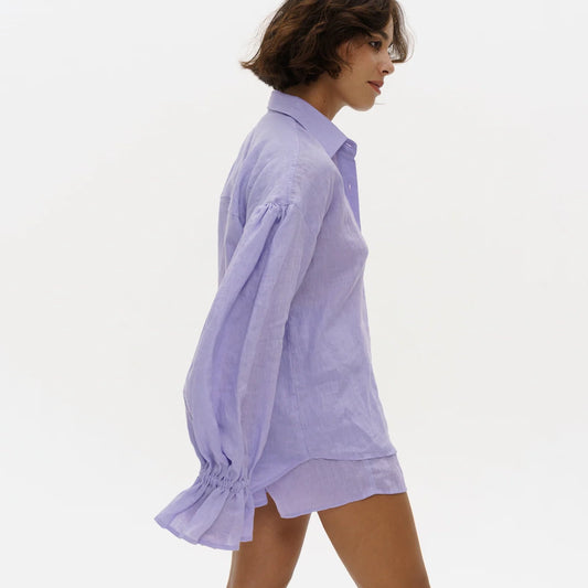 Parisian Linen Shirt in Lavender