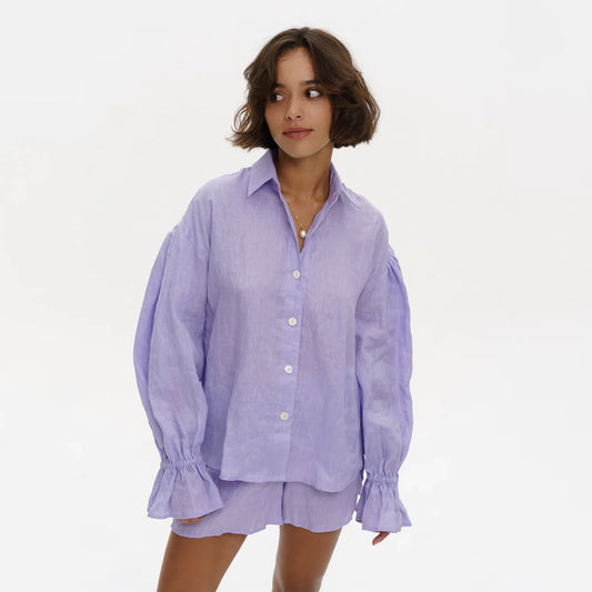 Parisian Linen Shirt in Lavender
