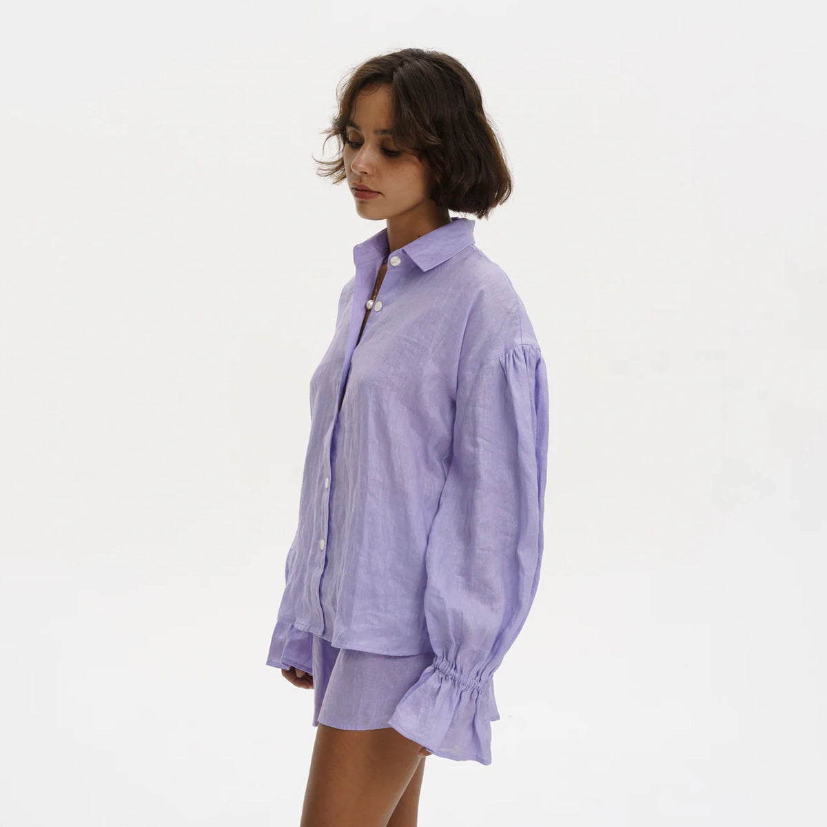 Parisian Linen Shorts in Lavender