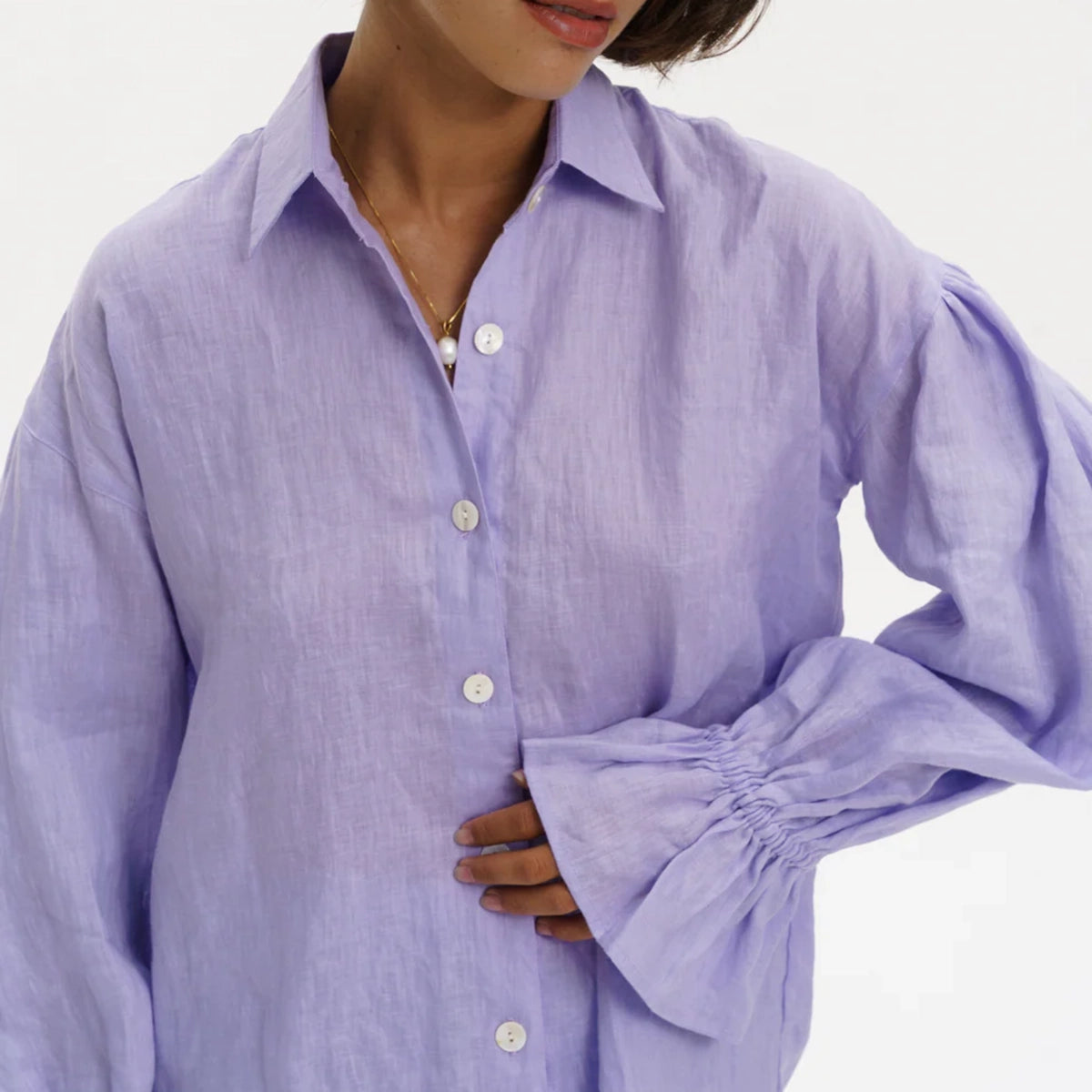 Parisian Linen Shirt in Lavender