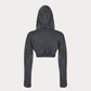 Hoodie Crop Zip Grey Stone