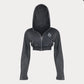Hoodie Crop Zip Grey Stone