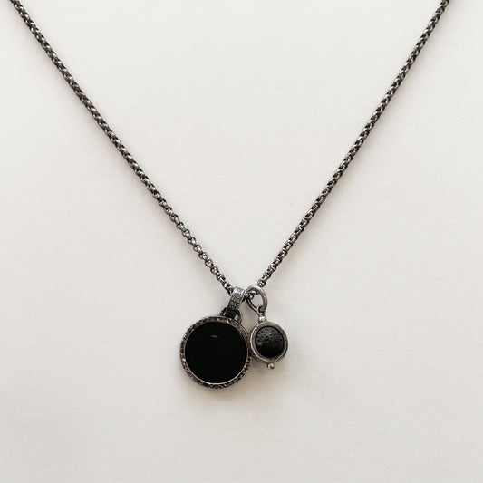 SHUNGHITE CLAVA BEAD TALISMAN NECKLACE
