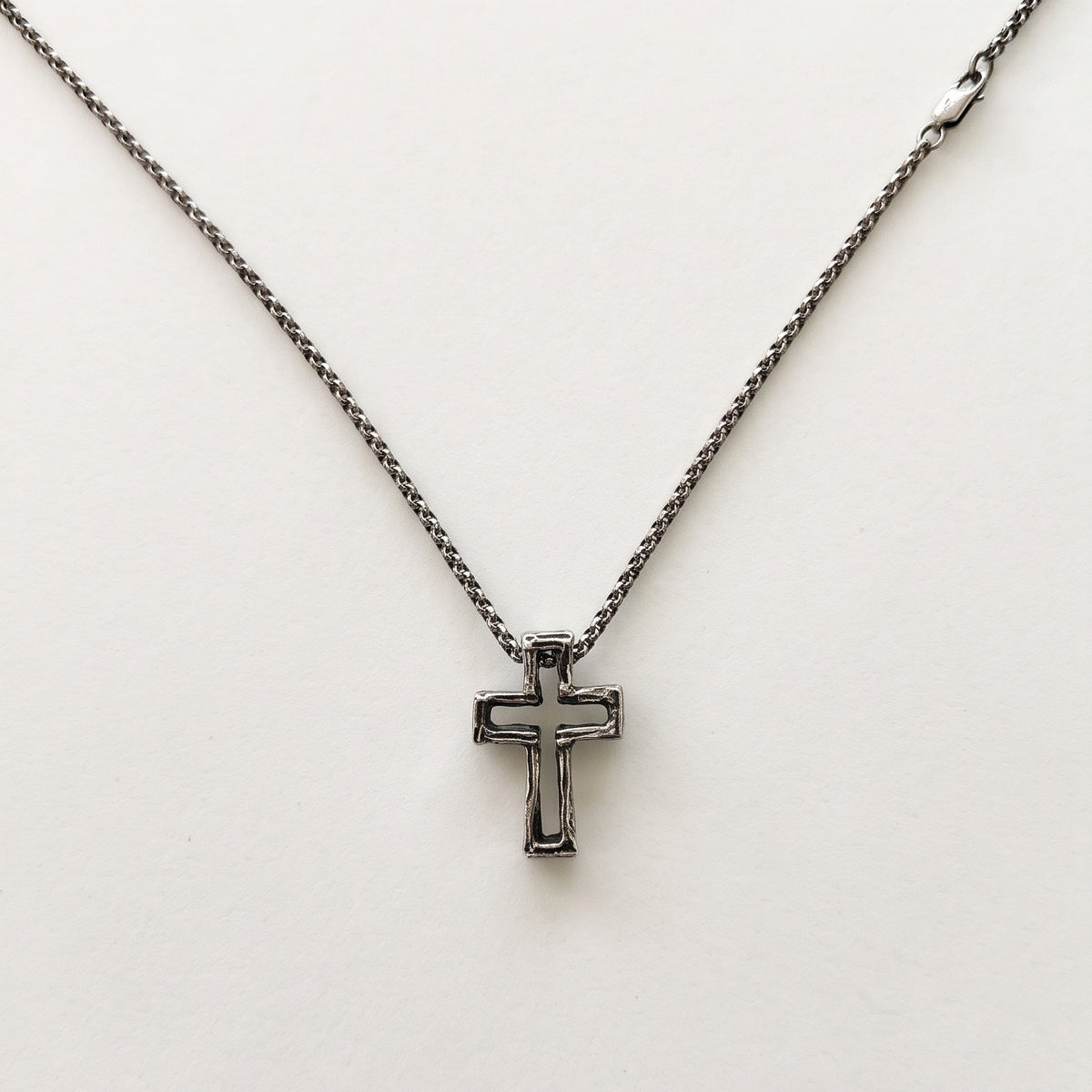 3D MEDIUM CROSS SILVER NECKLACE