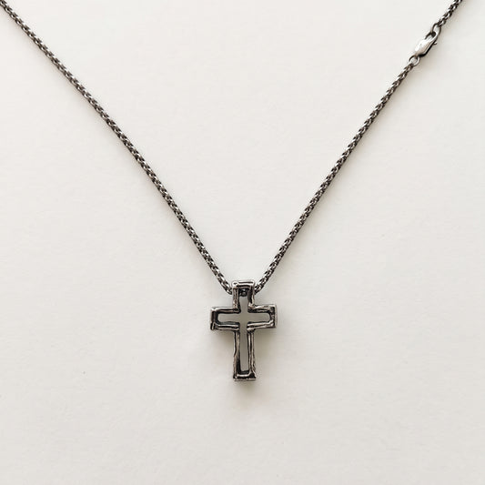 3D MEDIUM CROSS SILVER NECKLACE