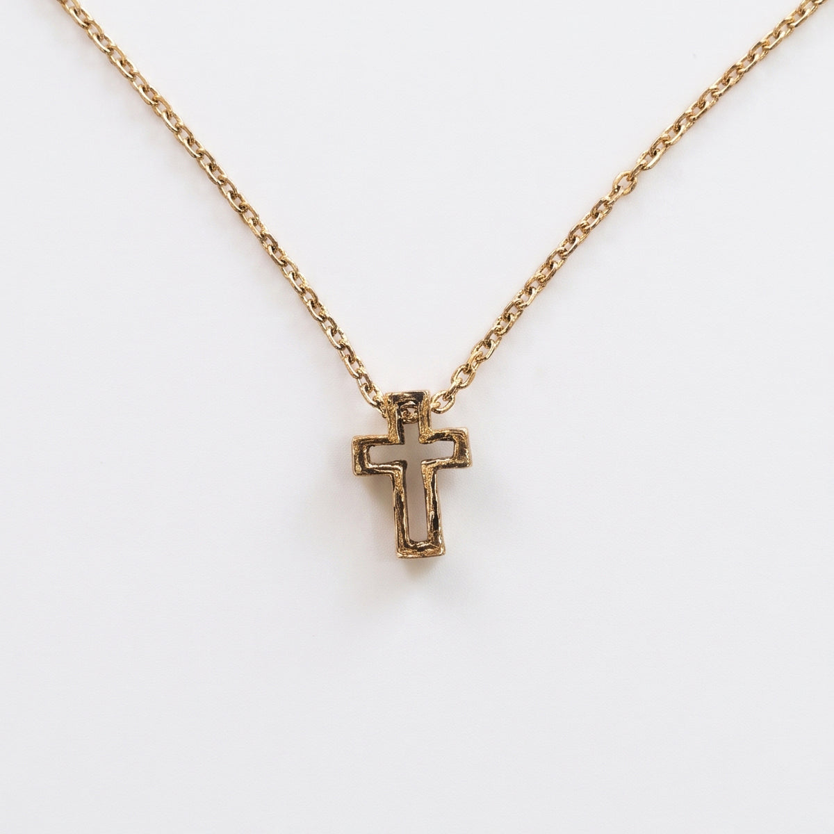 3D CROSS BRASS NECKLACE
