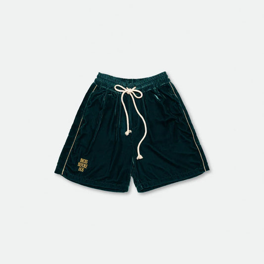 SILK VELVET TRACK SHORT OLIVE