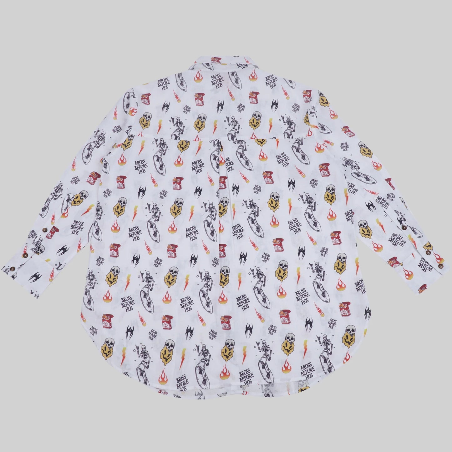 LINEN SHIRT WITH PRINT “BASIC” WHITE