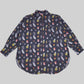 LINEN SHIRT WITH PRINT “BASIC” BLACK