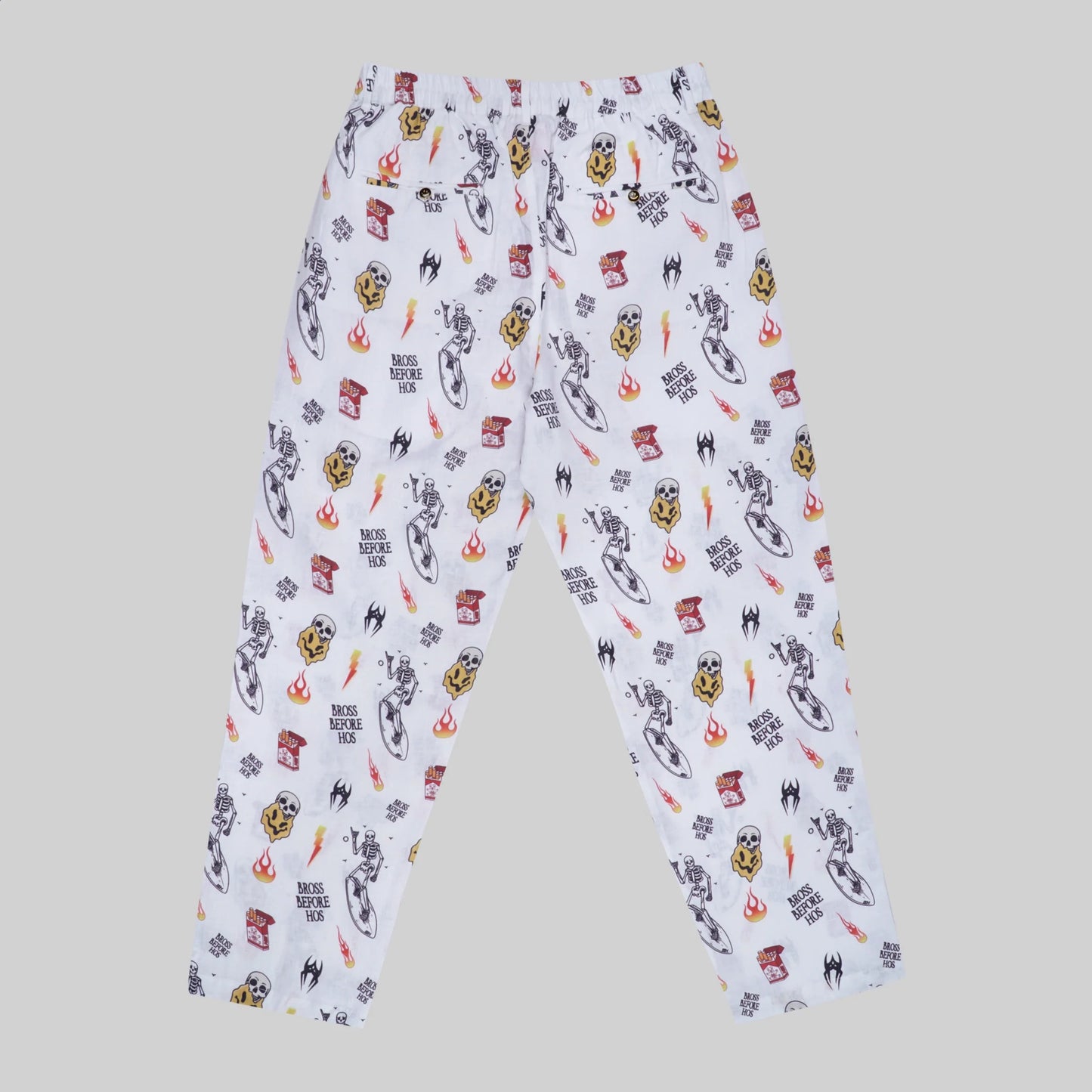 LINEN PANTS BBH SIGNATURE PRINT WHITE