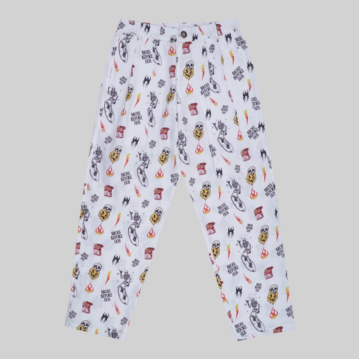 LINEN PANTS BBH SIGNATURE PRINT WHITE